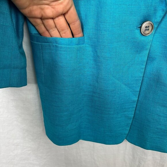 90s Classiques 100% Linen Longline Blazer Womens XS Oversized Bright Crest Retro - Picture 3 of 13